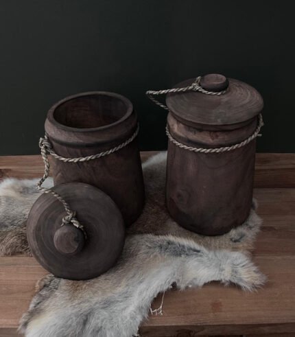 houten pot met deksel landelijk - zozowonen.nl