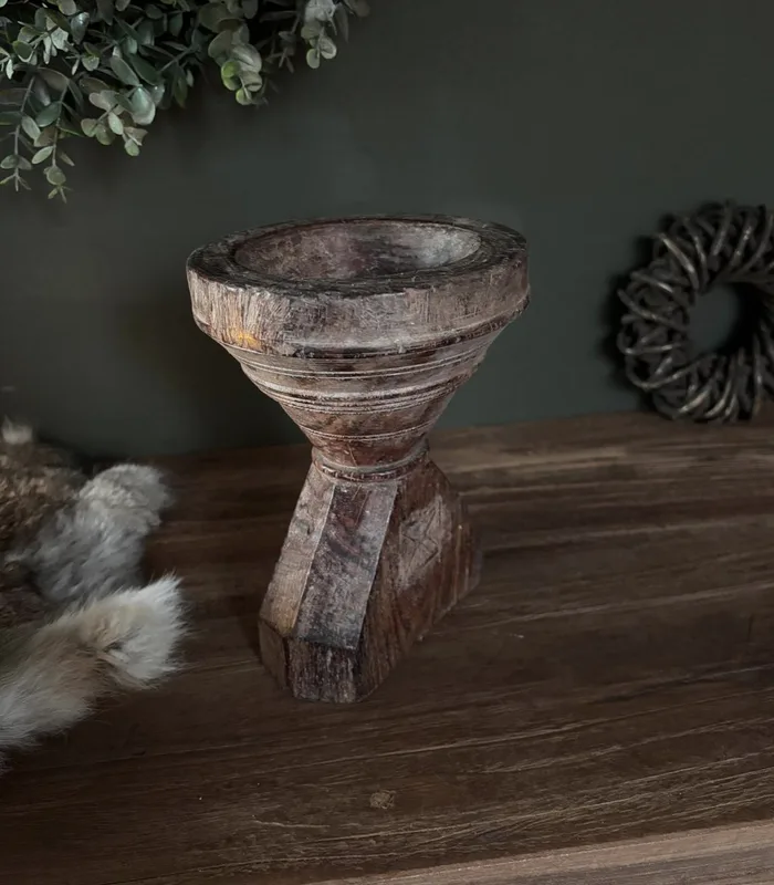 Houten Graan Kandelaar - 19cm - Afbeelding 2