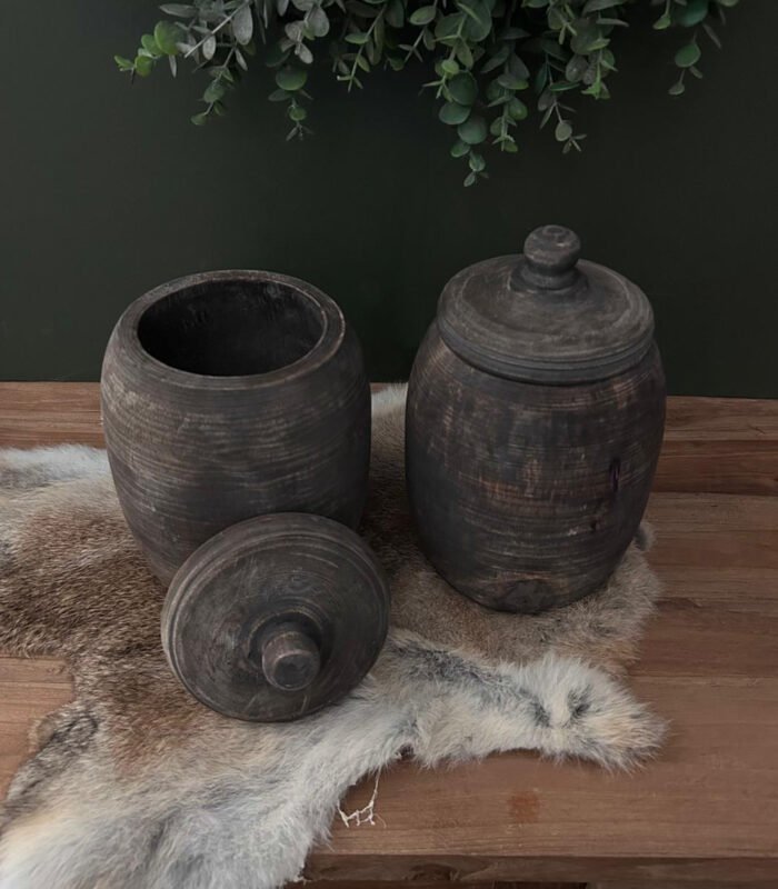 houten pot met deksel landelijk - zozowonen.nl