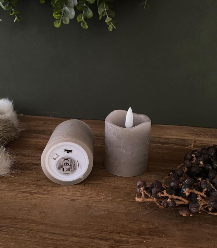 Ledkaarsen op Batterijen - Grijs/taupe- 6cm - Afbeelding 2