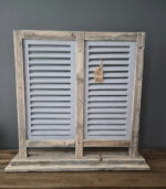 Dubbele Louvre luik op Voet - 70cm - Lichtgrijs - Naturel - Afbeelding 2