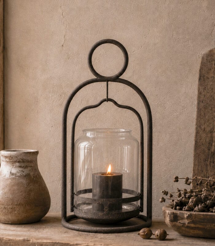 metalen windlicht met glas - zozowonen.nl