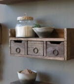 Houten Wandkastje met 3 Lades - zozowonen.nl